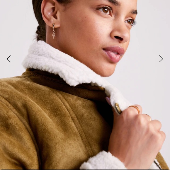 NWT OLD NAVY Faux-Suede Sherpa-Lined Moto Jacket Color Brown - Picture 4 of 6